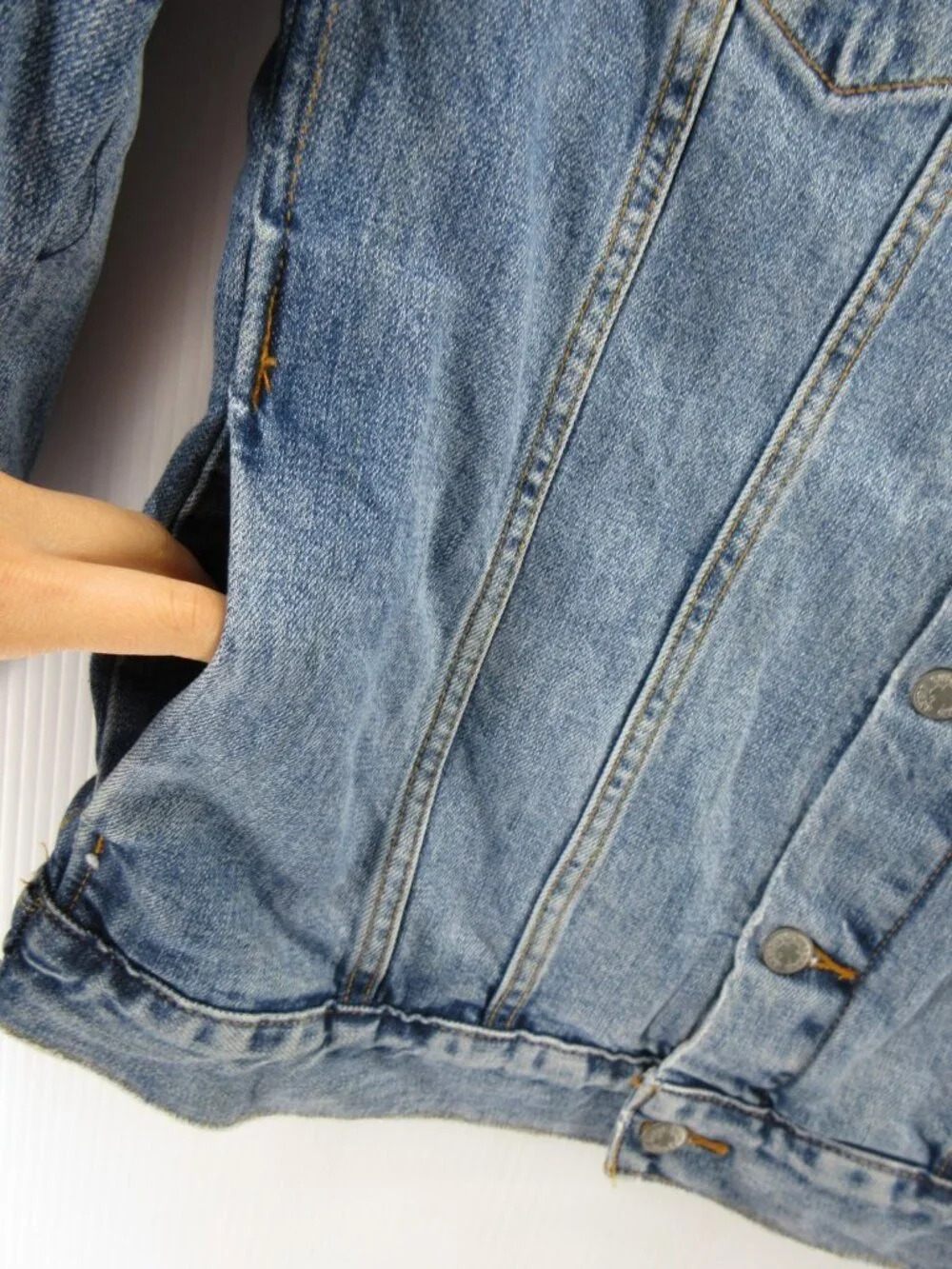 Lucky Brand Jacket Medium Trucker Dungarees Y2K Denim Spell Out Moto
